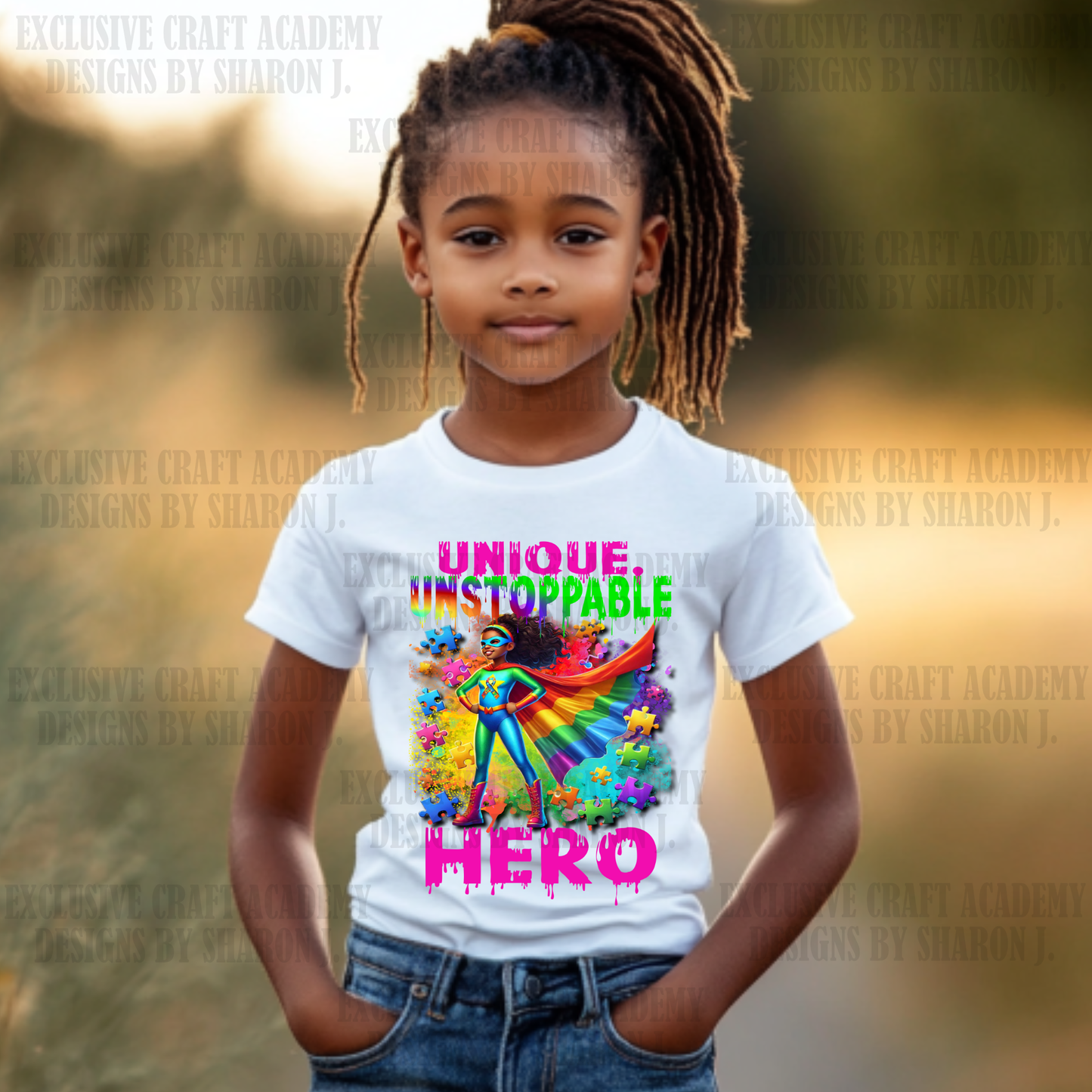 Autism Awareness Hero Girl PNG