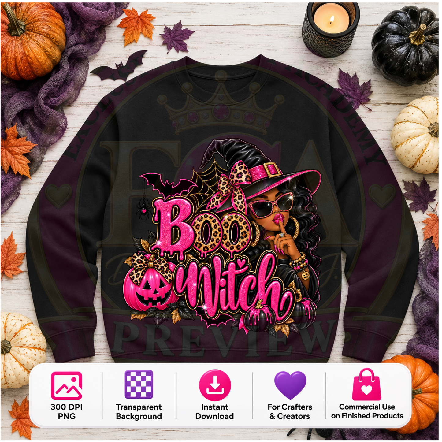 Boo Witch Halloween PNG Digital Download | Sassy Witch Sublimation DTF Design