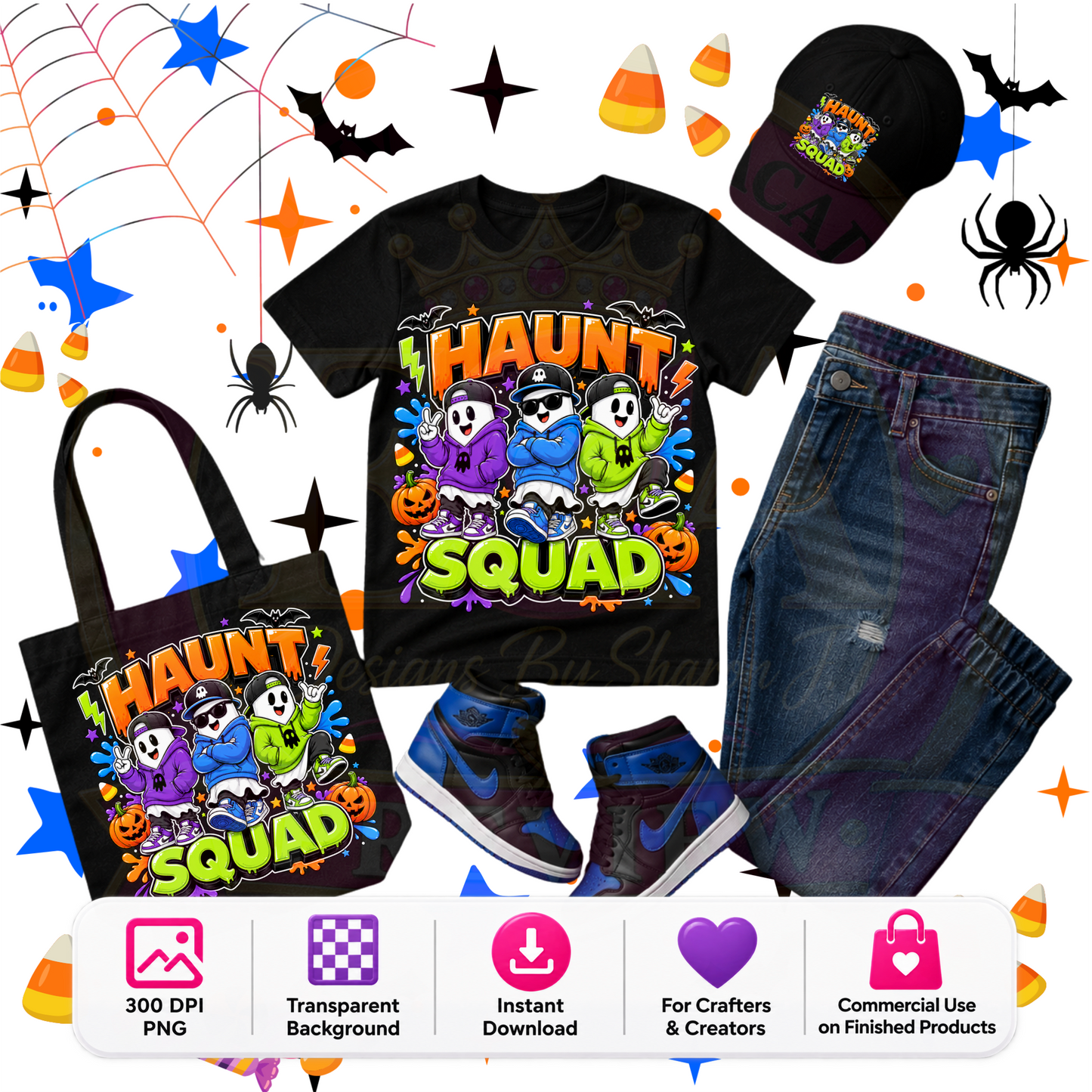 Haunt Squad Halloween PNG Digital Download | Cool Ghost Crew Sublimation DTF Design