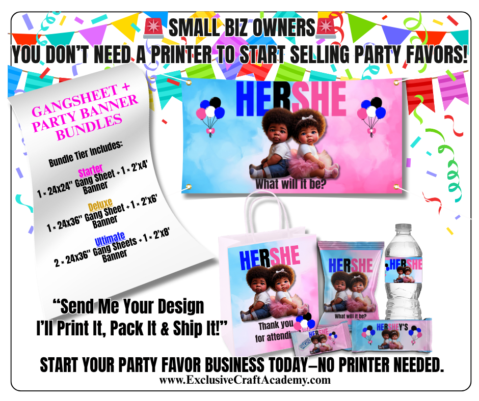 Party Print Bundles – Gang Sheets + Custom Banners (Starter to Ultimate)
