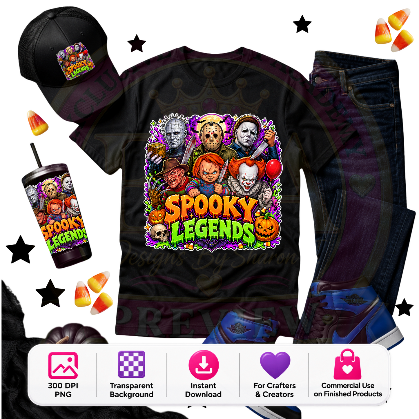 Spooky Legends Halloween PNG Digital Download | Horror-Inspired Halloween Design