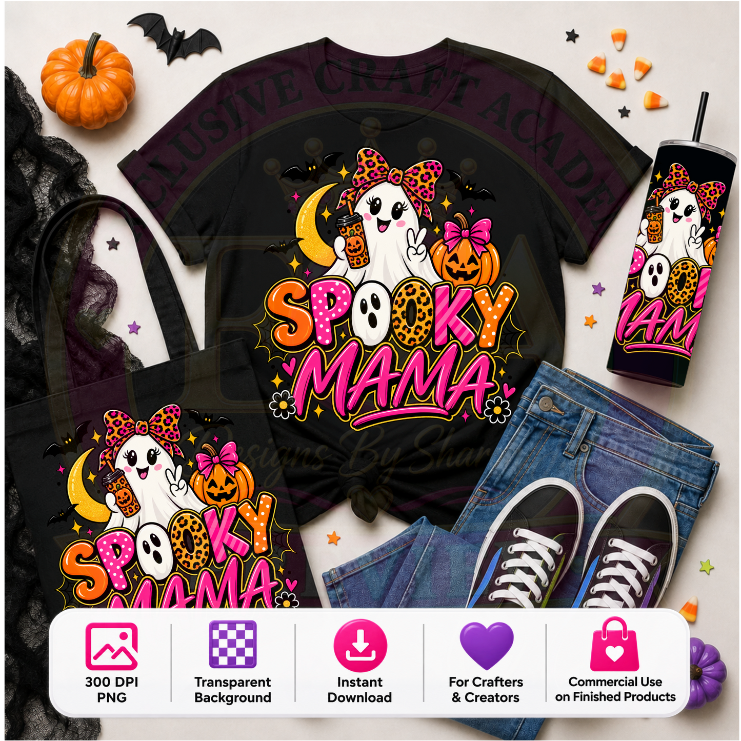 Spooky Mama Halloween PNG Digital Download | Girly Ghost Sublimation DTF Design