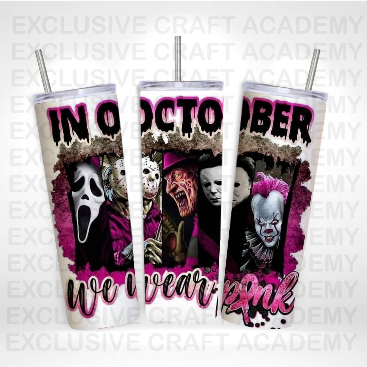 In October We Wear Pink, Ready to Press Sublimation Tumbler Wrap Transfer