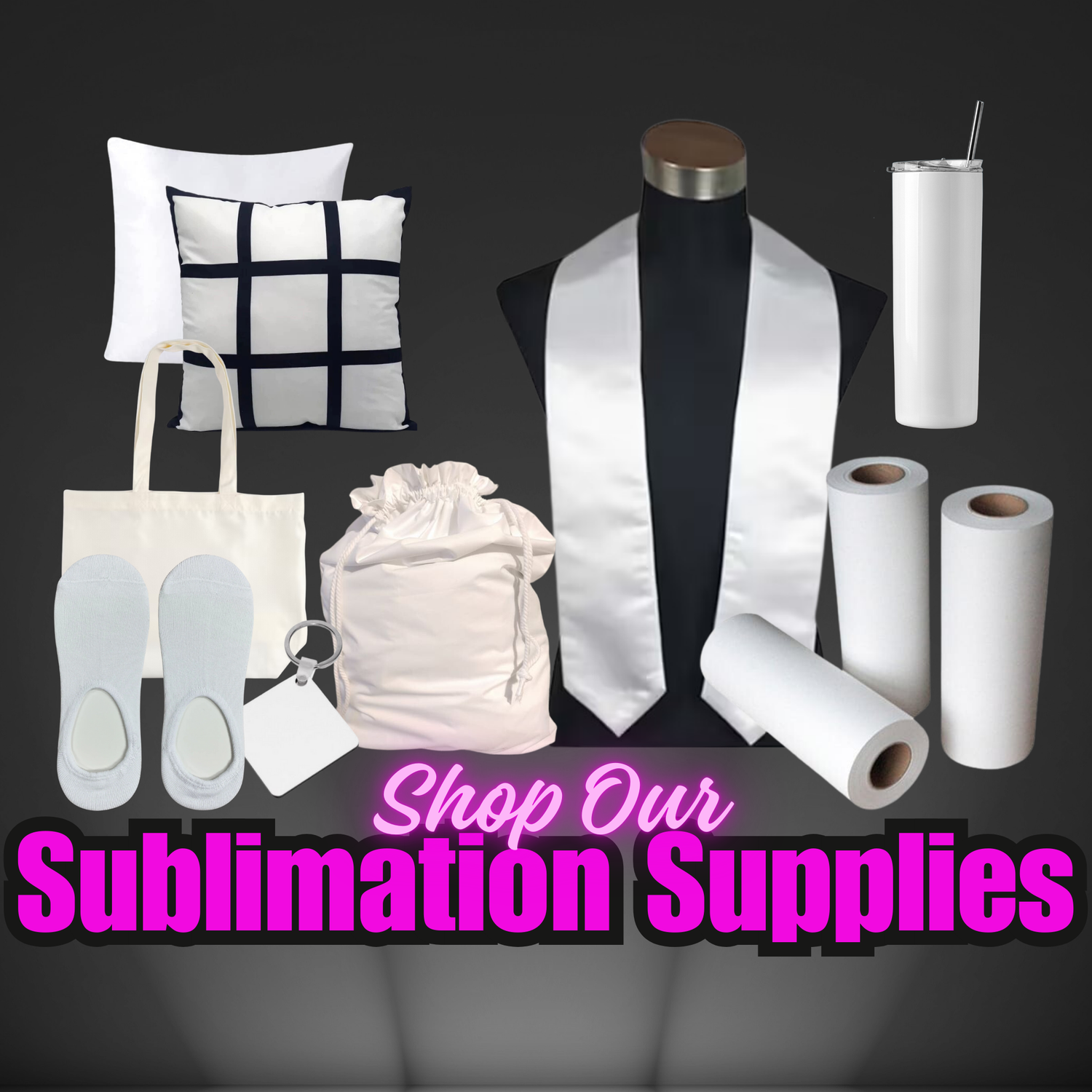 Sublimation Blanks, Tumblers, Bags, Coasters, Keychain, Mouse pad, Tumblers