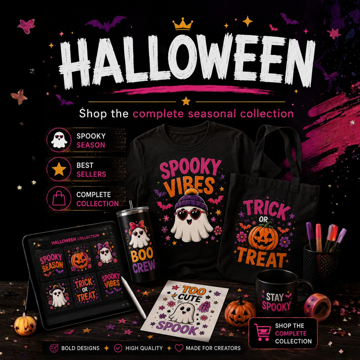 Halloween PNG Digital Downloads | Spooky & Cute Designs
