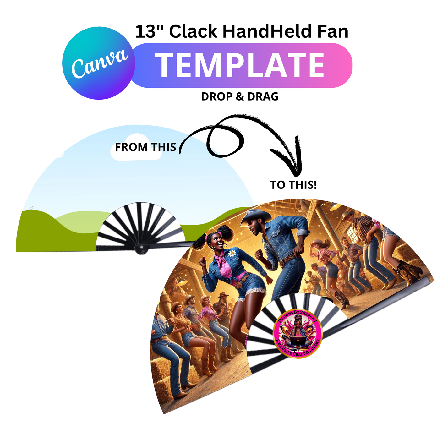 13" Clack Handheld Fan Canva Mockup Template Create Stunning Custom
