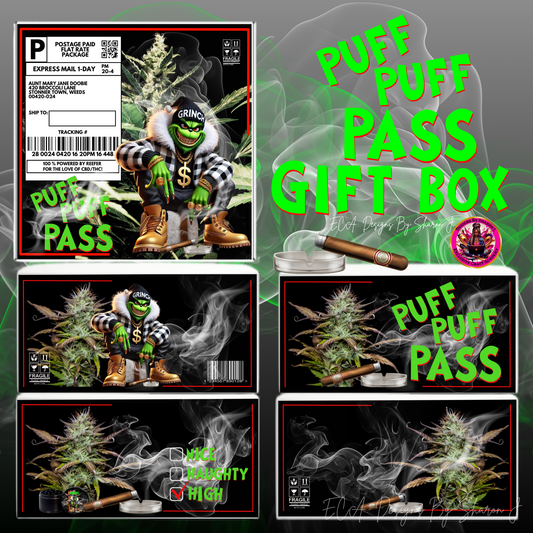 Puff Puff Pass gift box, holiday cannabis gift box, CBD gift packaging, THC gift box template, digital download gift box, cannabis-themed gift box, stoner gift packaging, Christmas cannabis gift box, weed gift box design, printable gift box for dispensaries, Puff Puff Pass gift box, cannabis Christmas gift box, weed-themed packaging, CBD holiday packaging, stoner gift ideas, Christmas THC box, 8x8x4 gift box printable, dispensary packaging, digital download gift box template, cannabis holiday gift wrap