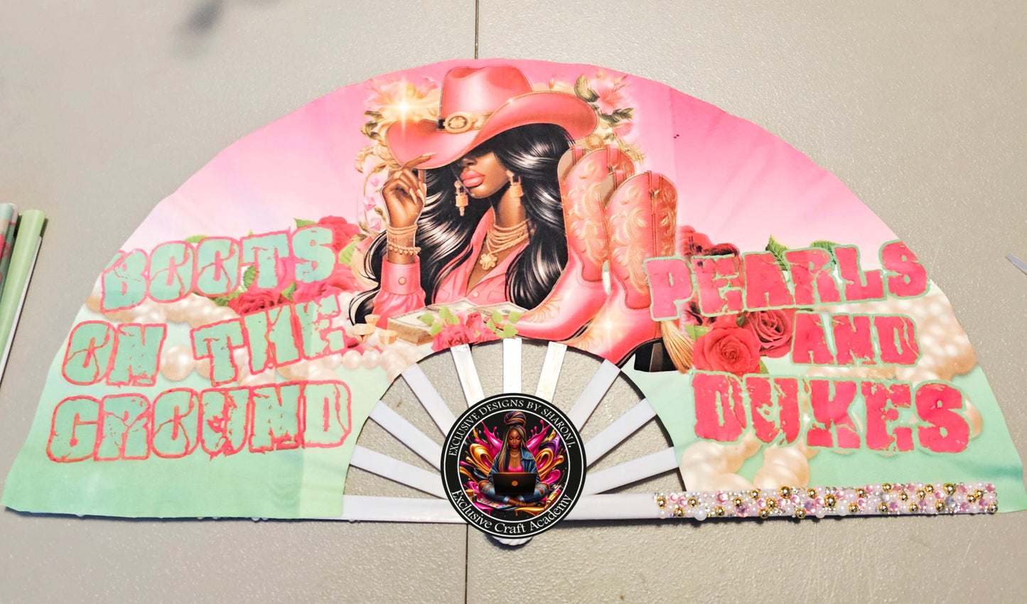 13" Clack Handheld Fan Design & Print Canva Template - Ready to Press!