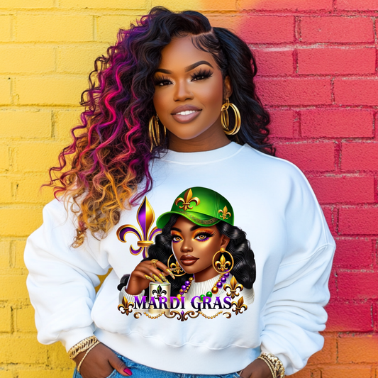 Mardi Gras Queen PNG Sublimation Design | Black Girl Digital Download