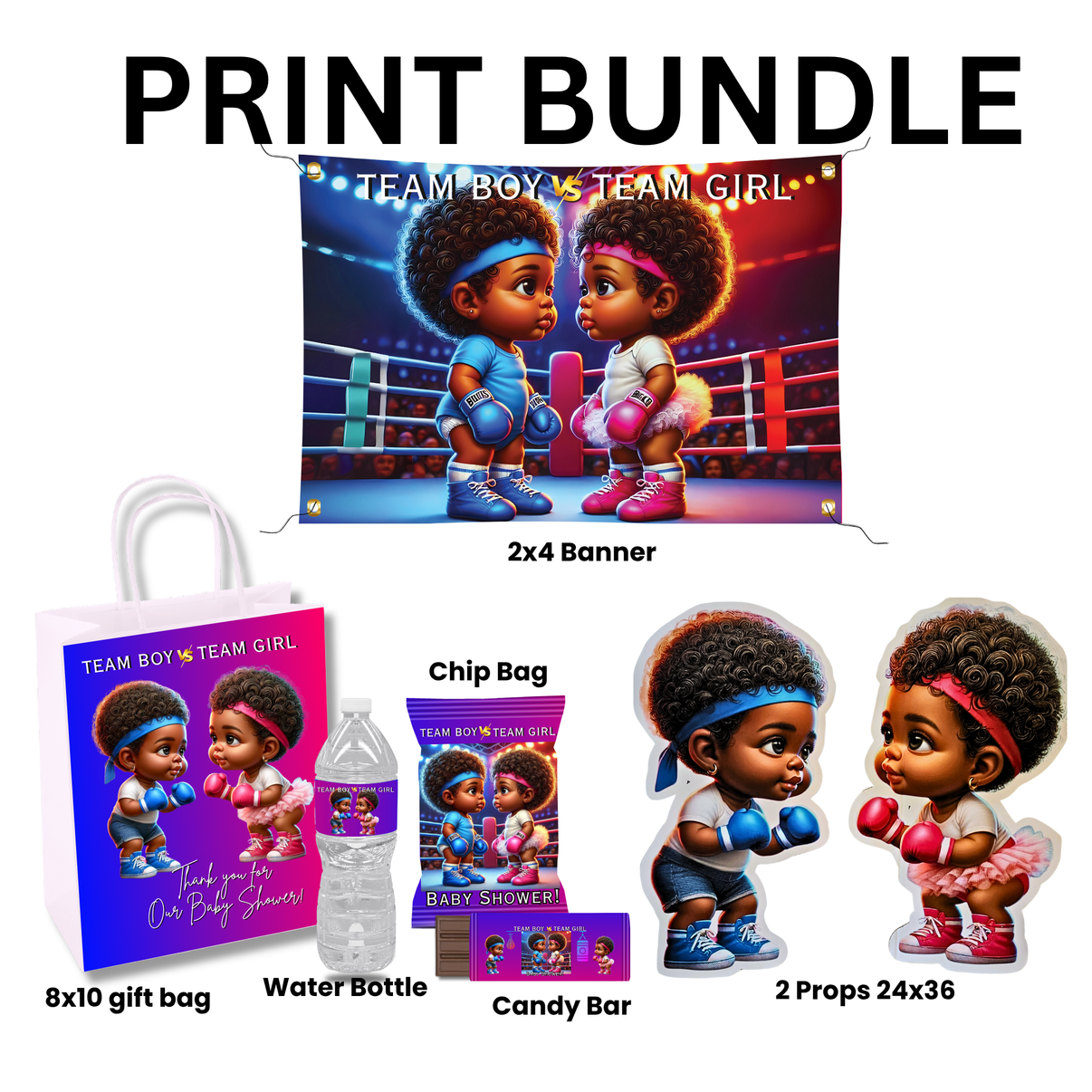 🔴 Full Party Decor Print Kit – Favor Set + Banner + 2 Props – Exclusive