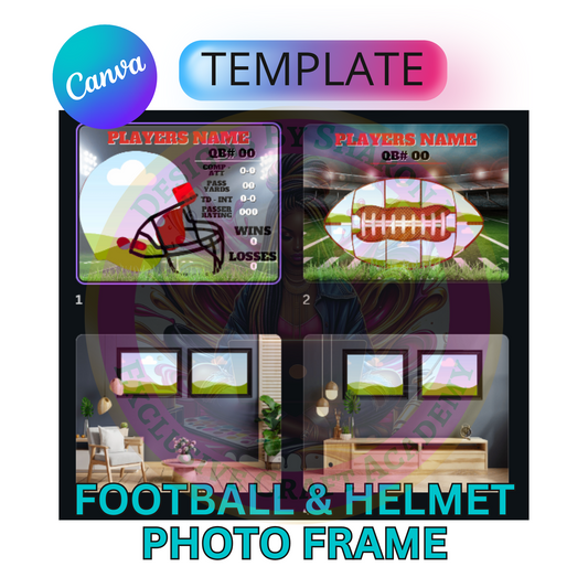 Football & Helmet Photo Frame Canva Template