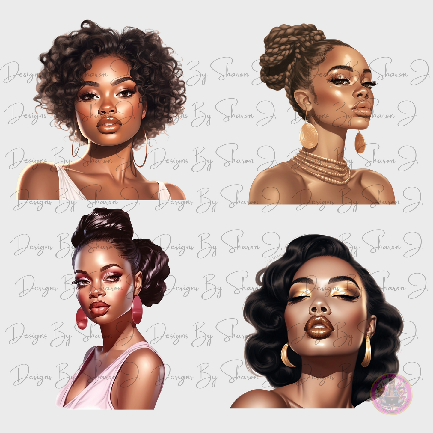 Black Diva Clipart Bundle PNG Bundle of 4