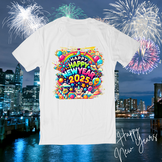 Fun and Colorful Happy New Year 2025 Digital PNG (Kids Party Theme)