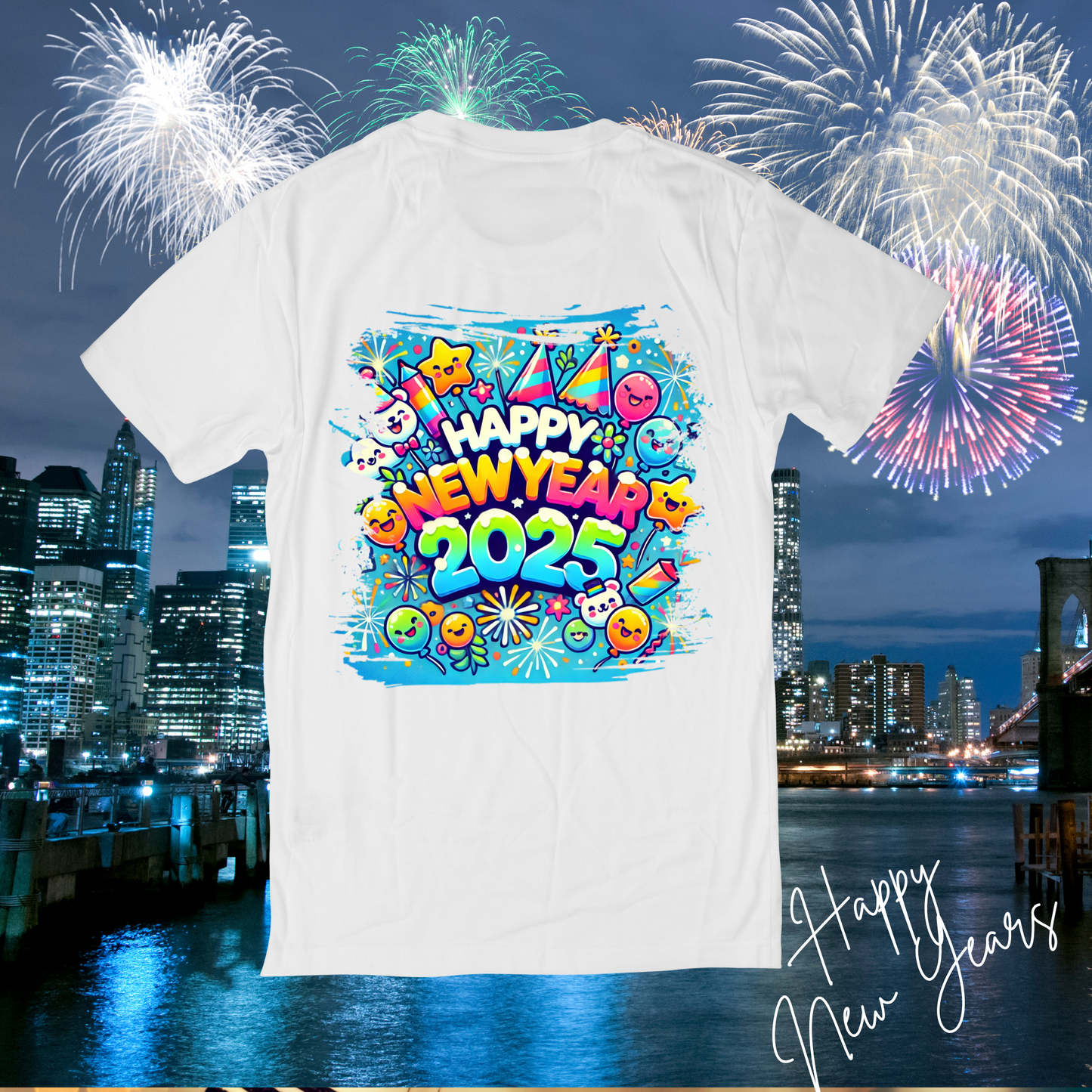 Festive New Year 2025 Digital Design PNG (Kids Party Theme)