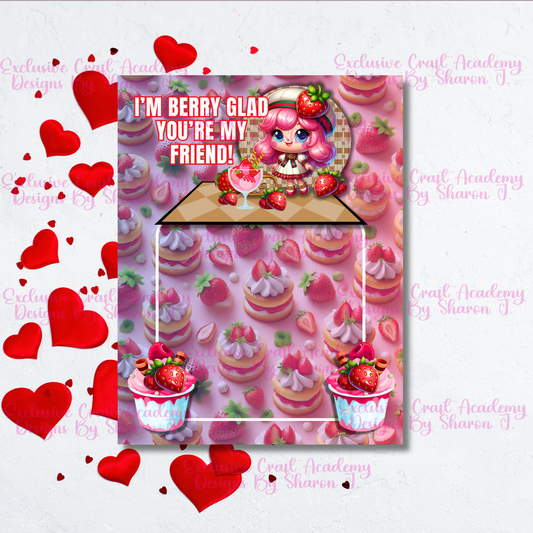 Strawberry Girl Oversize Valentine’s Card PNG File – Design 1 (8.5 x 11)