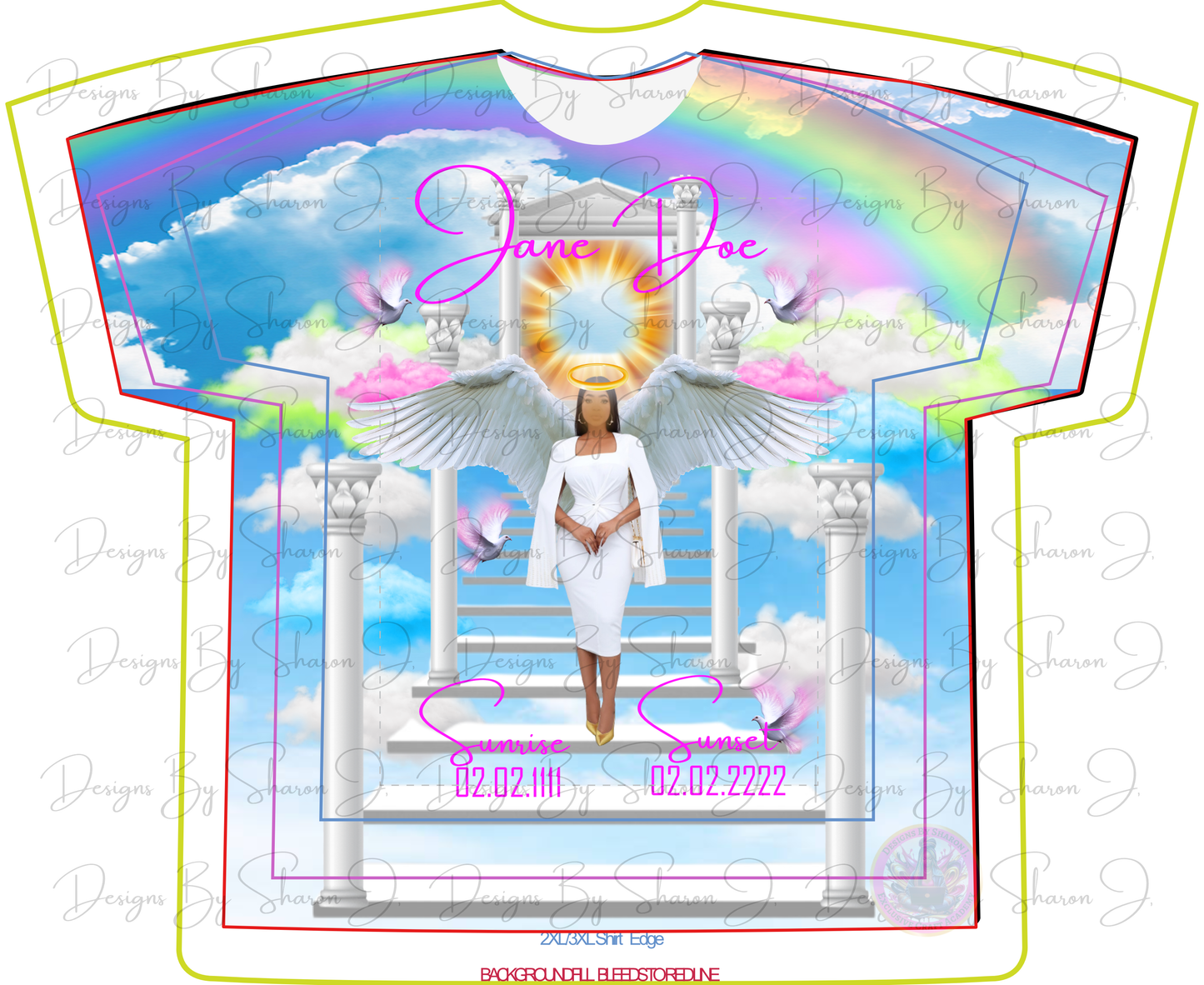 Customizable RAINBOW Angel Wings Memorial T-Shirt Template for Affinity Designer V2