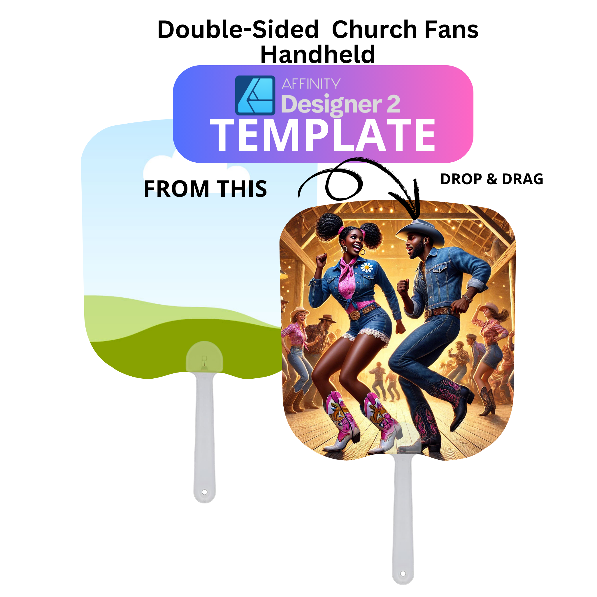 Double-Sided Church Fans Handheld Template for Affinity Designer 2 – P ...