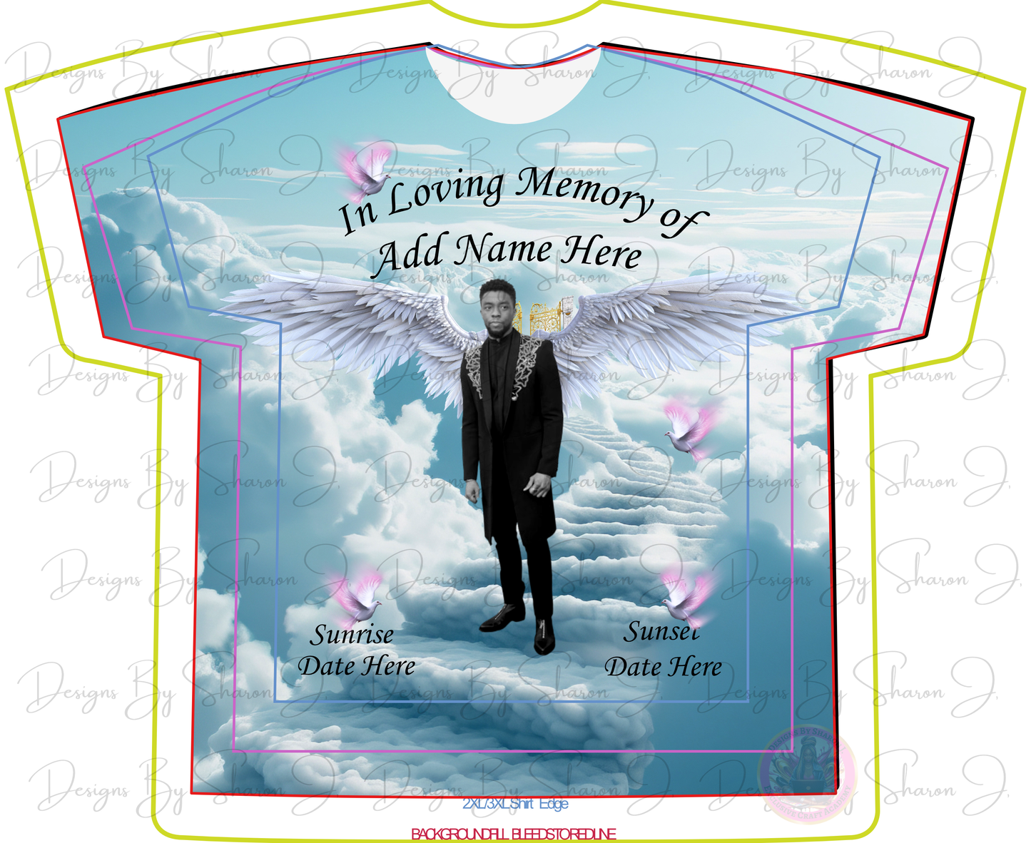 Customizable Blue Angel Wings Memorial T-Shirt Template for Affinity Designer V2