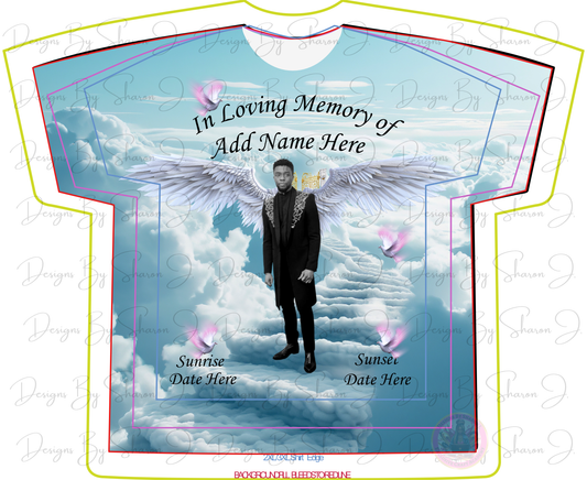 Customizable Blue Angel Wings Memorial T-Shirt Template for Affinity Designer V2