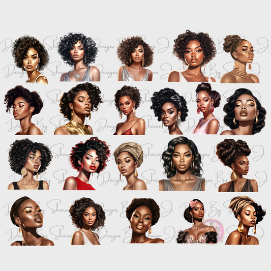 Black Diva Clipart Bundle PNG