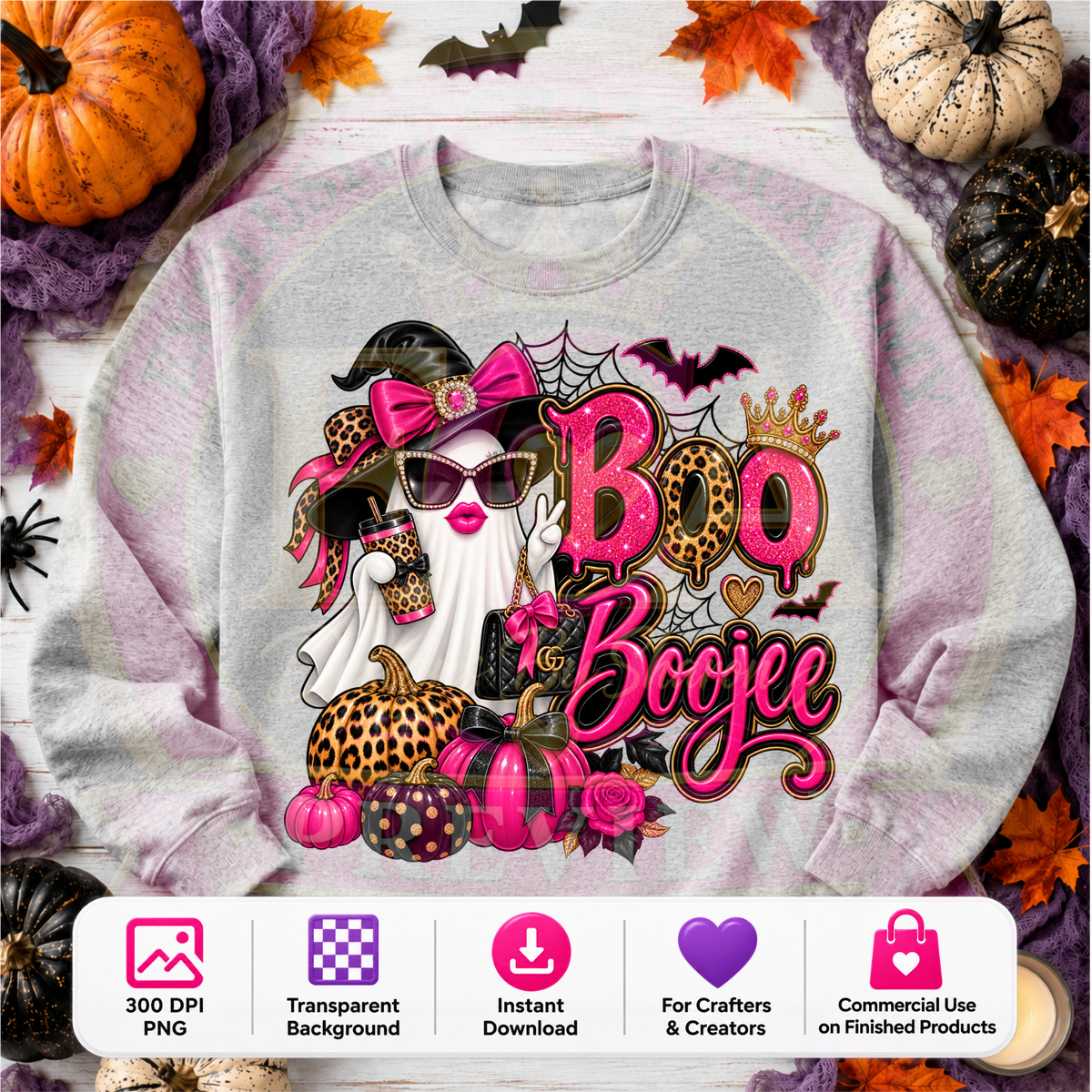 Boo Boojee Halloween PNG Digital Download | Glam Ghost Sublimation DTF Design