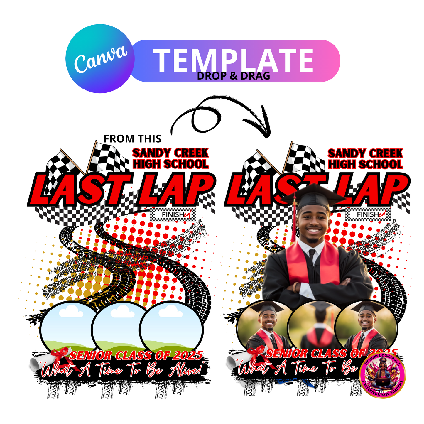 "Last Lap" T=shirt Graduation Design Template Bundle – Canva Pro Ready