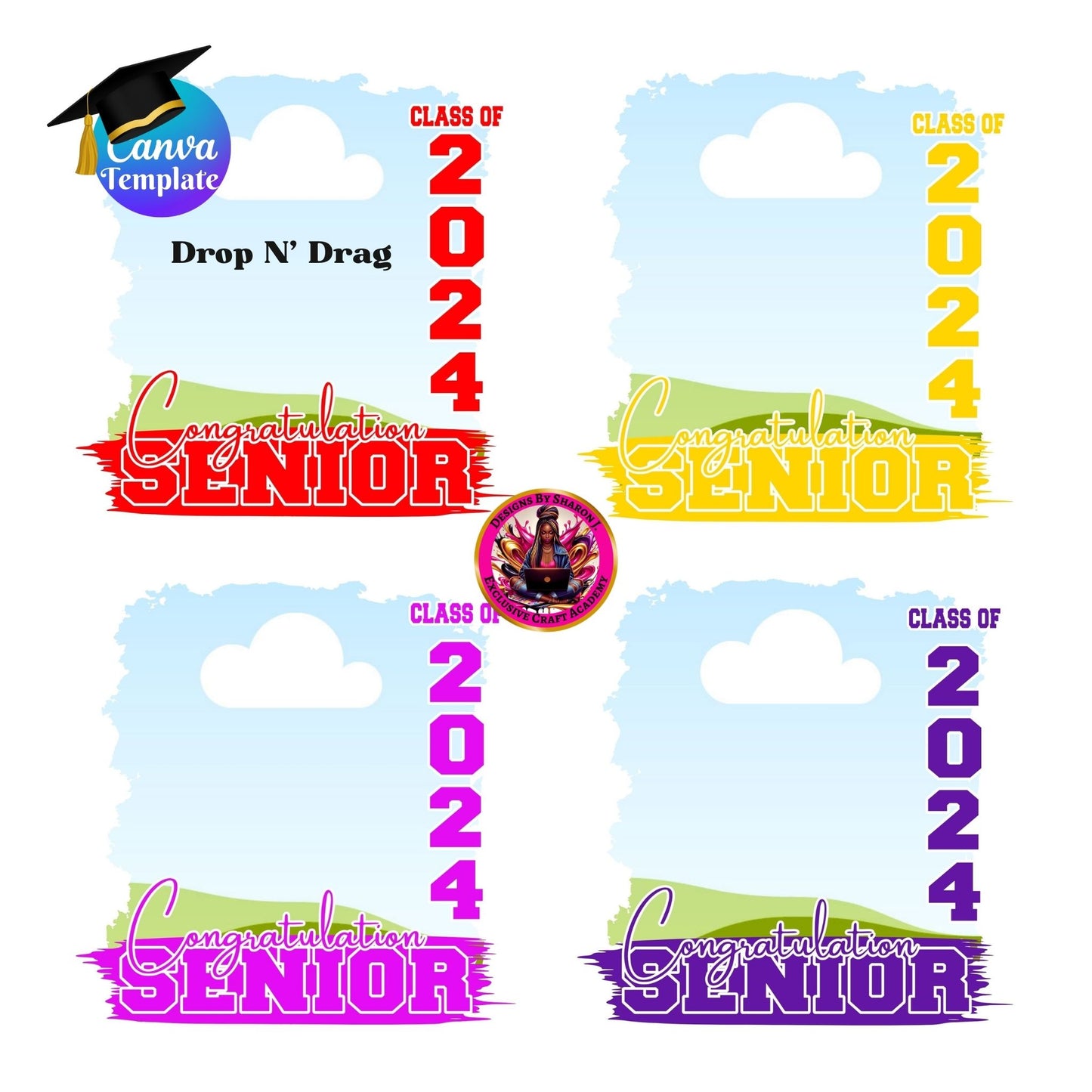 Graduation 2024 Bundle Canva Files Photo Background 12 Template