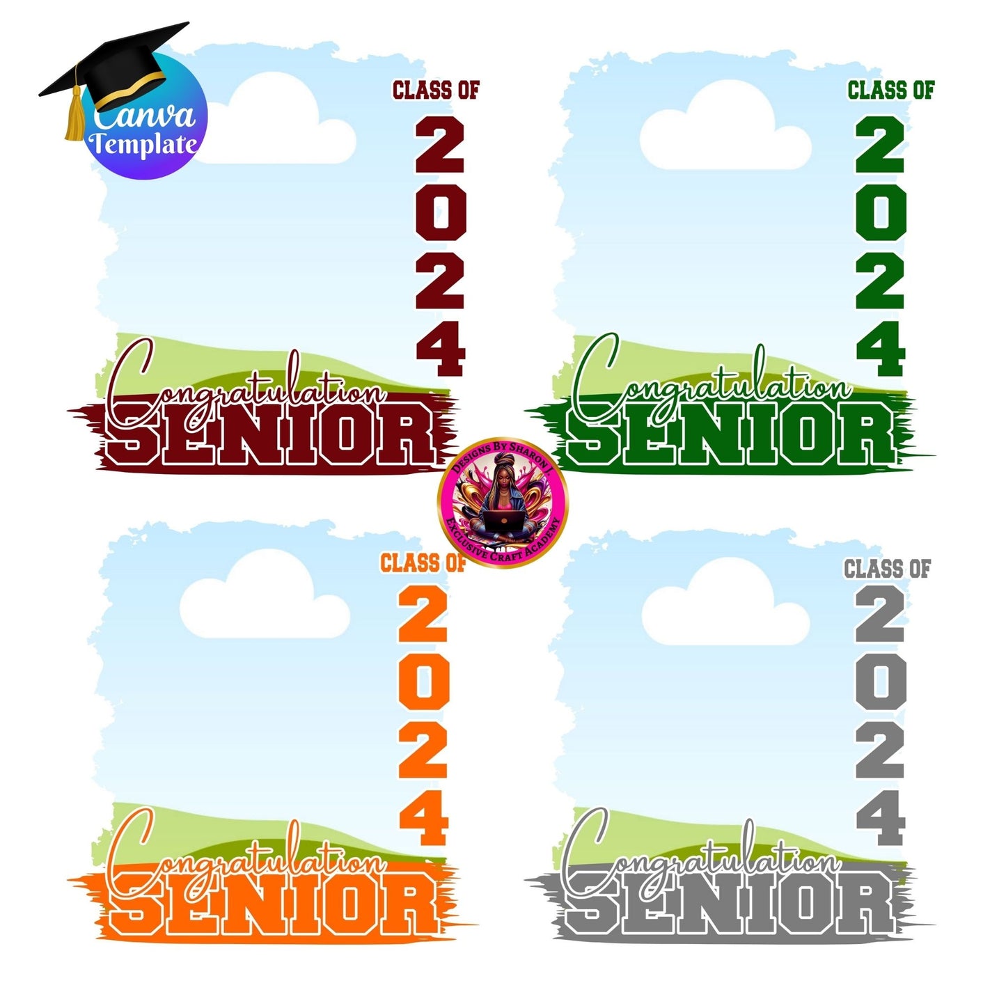 Graduation 2024 Bundle Canva Files Photo Background 12 Template