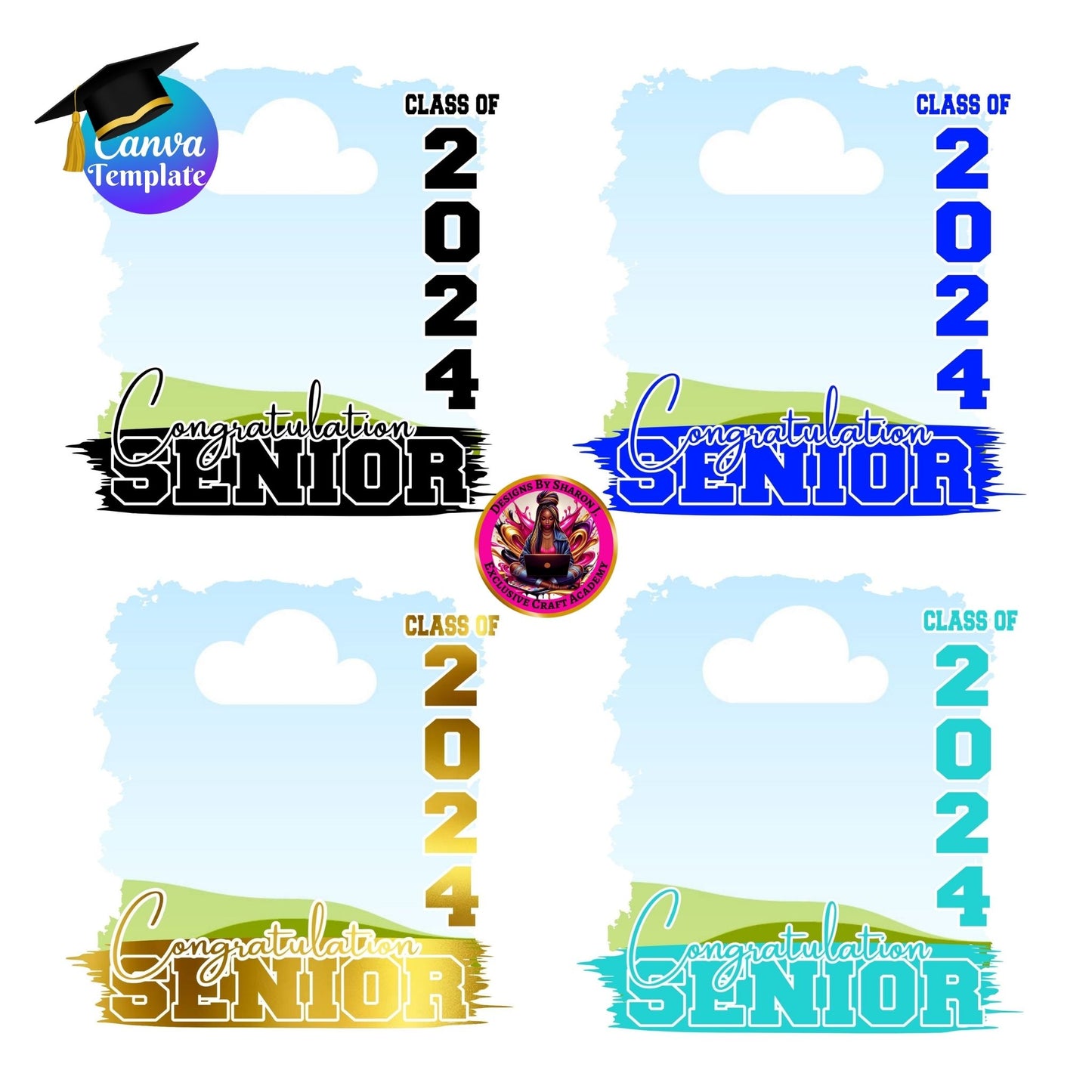 Graduation 2024 Bundle Canva Files Photo Background 12 Template