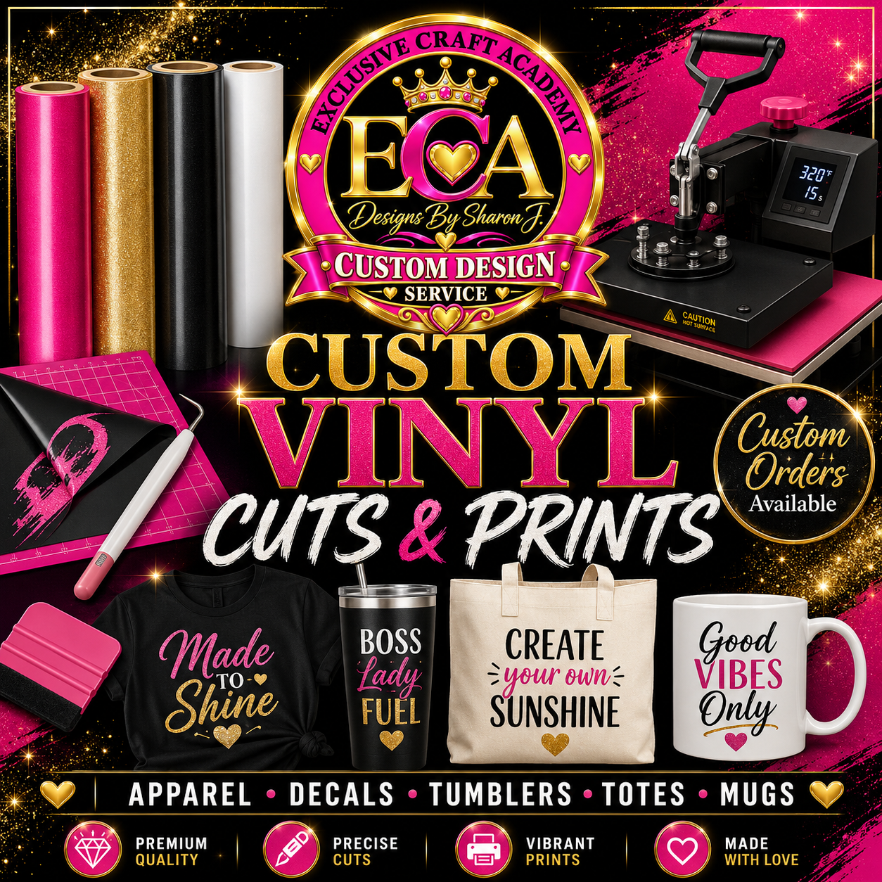 Custom Designs for Tashequa | Cheer Mom Vinyl Cuts Front & Back