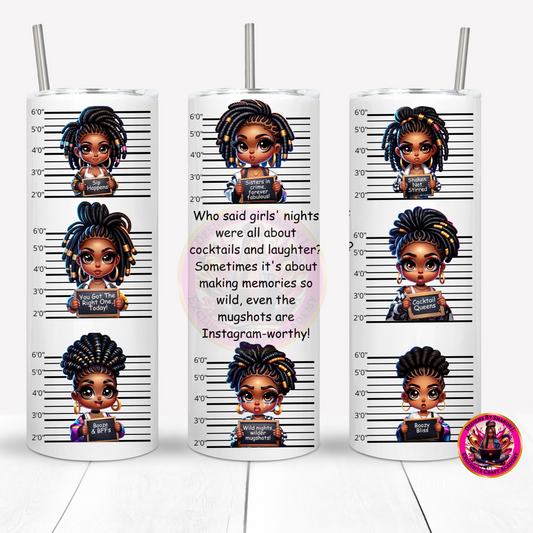 Girls Night Mugshots Tumbler Wrap PNG