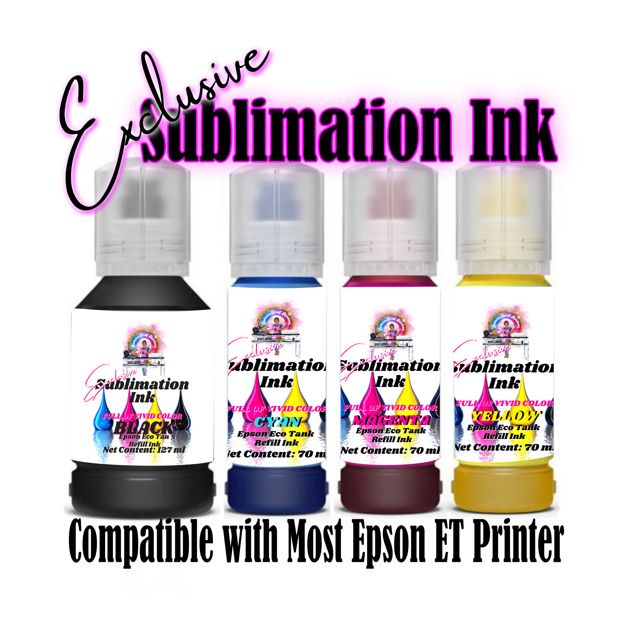 Exclusive Ink 2 Sublimation Ink 4pk – Exclusive Craft Academy