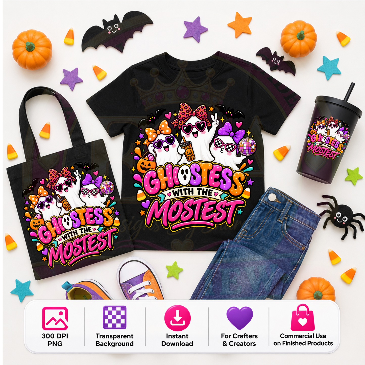 Ghostess With the Mostest Halloween PNG Digital Download | Cute Ghost Sublimation DTF Design