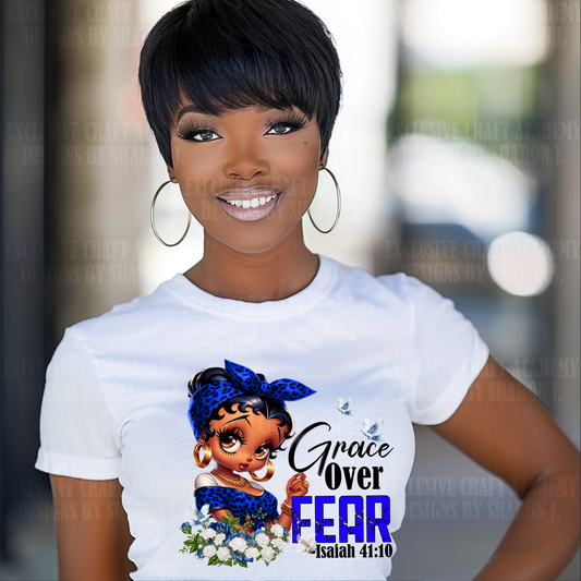 Grace Over Fear design, faith-based PNG, sublimation graphics, DTF printing files, inspirational Christian design, Isaiah 41:10 artwork, religious T-shirt design, spiritual digital download.