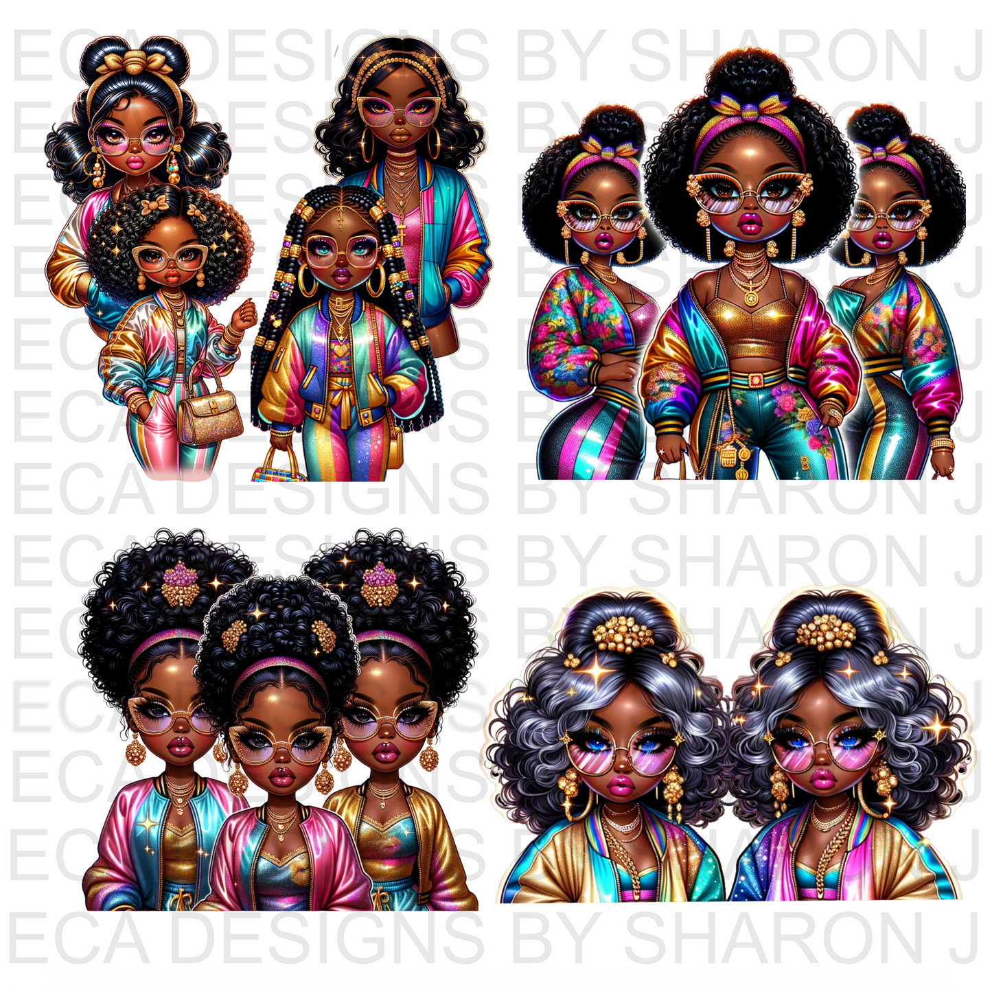 7 Rainbow Girl Set Bundle PNG