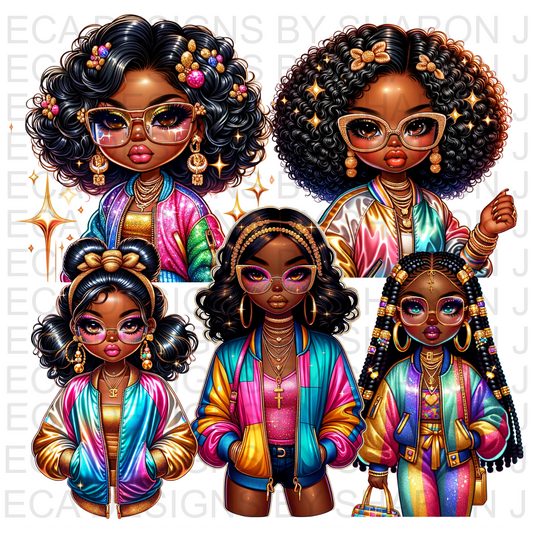 11 Rainbow Girl Set Bundle PNG