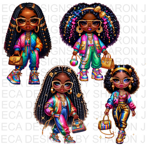 11 Rainbow Girl Set Bundle PNG