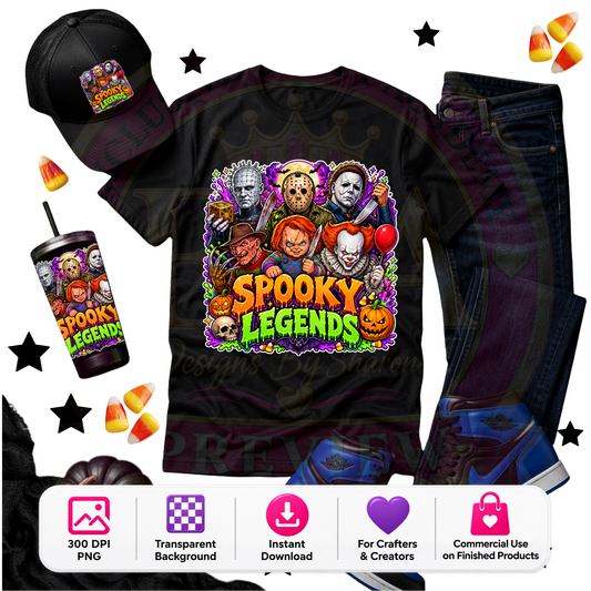 Spooky Legends Halloween PNG Digital Download | Horror-Inspired Halloween Design