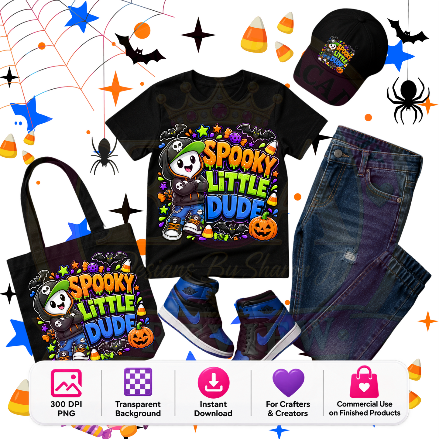 Spooky Little Dude Halloween PNG Digital Download | Boys Ghost Sublimation DTF Design
