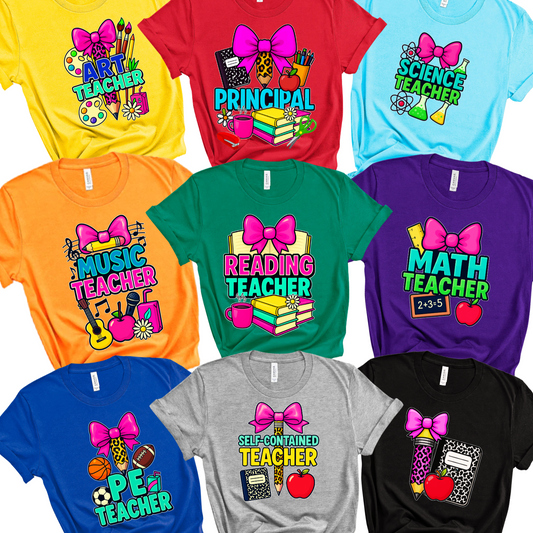 teacher png files, teacher shirt designs, sublimation teacher bundle, teacher appreciation gift, school staff clipart, art teacher sublimation, principal png, music teacher shirt design, pe teacher png, sublimation mockup png, teacher bundle download, cricut back to school designs