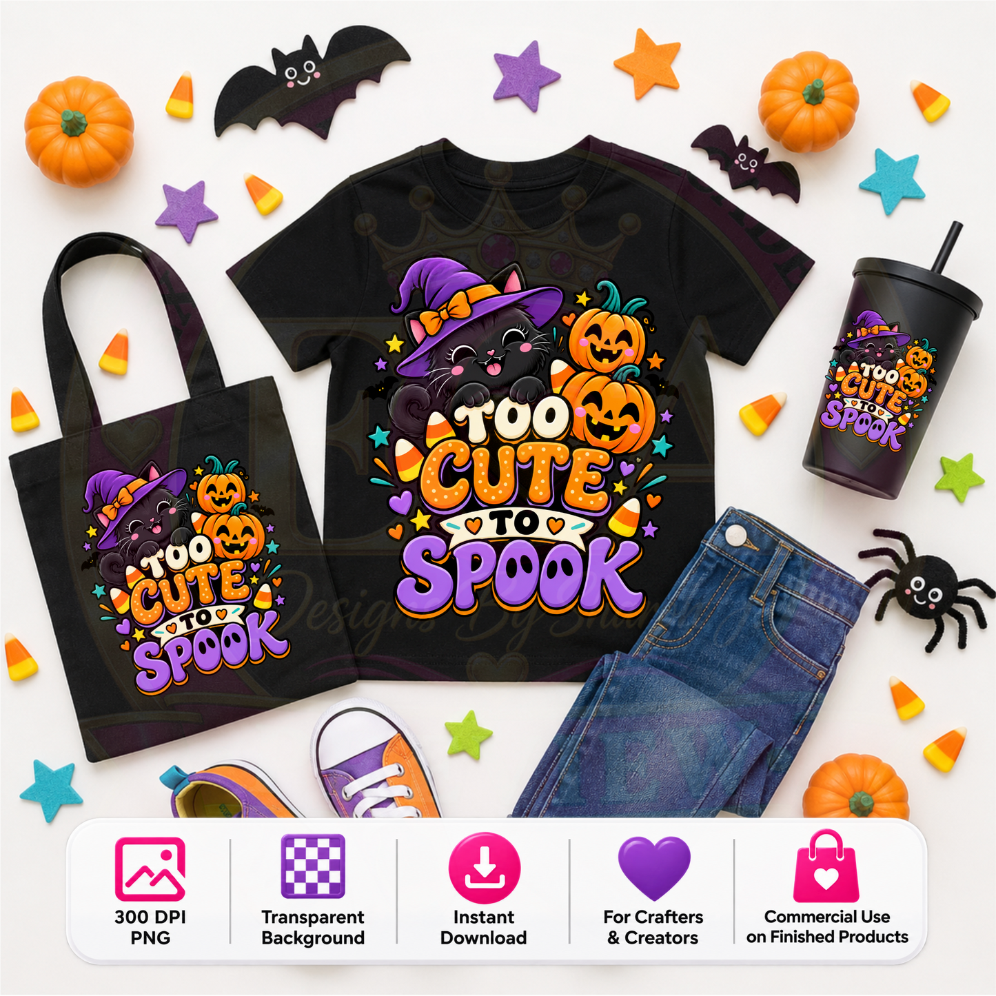 Too Cute to Spook PNG | Halloween Digital Design | Sublimation & Crafting Download