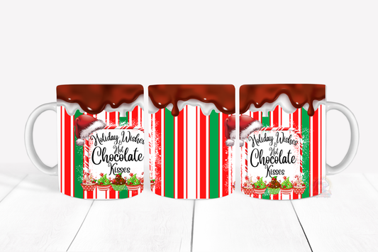 Holiday Wishes and Hot Chocolate Kisses MUG PNG 12oz