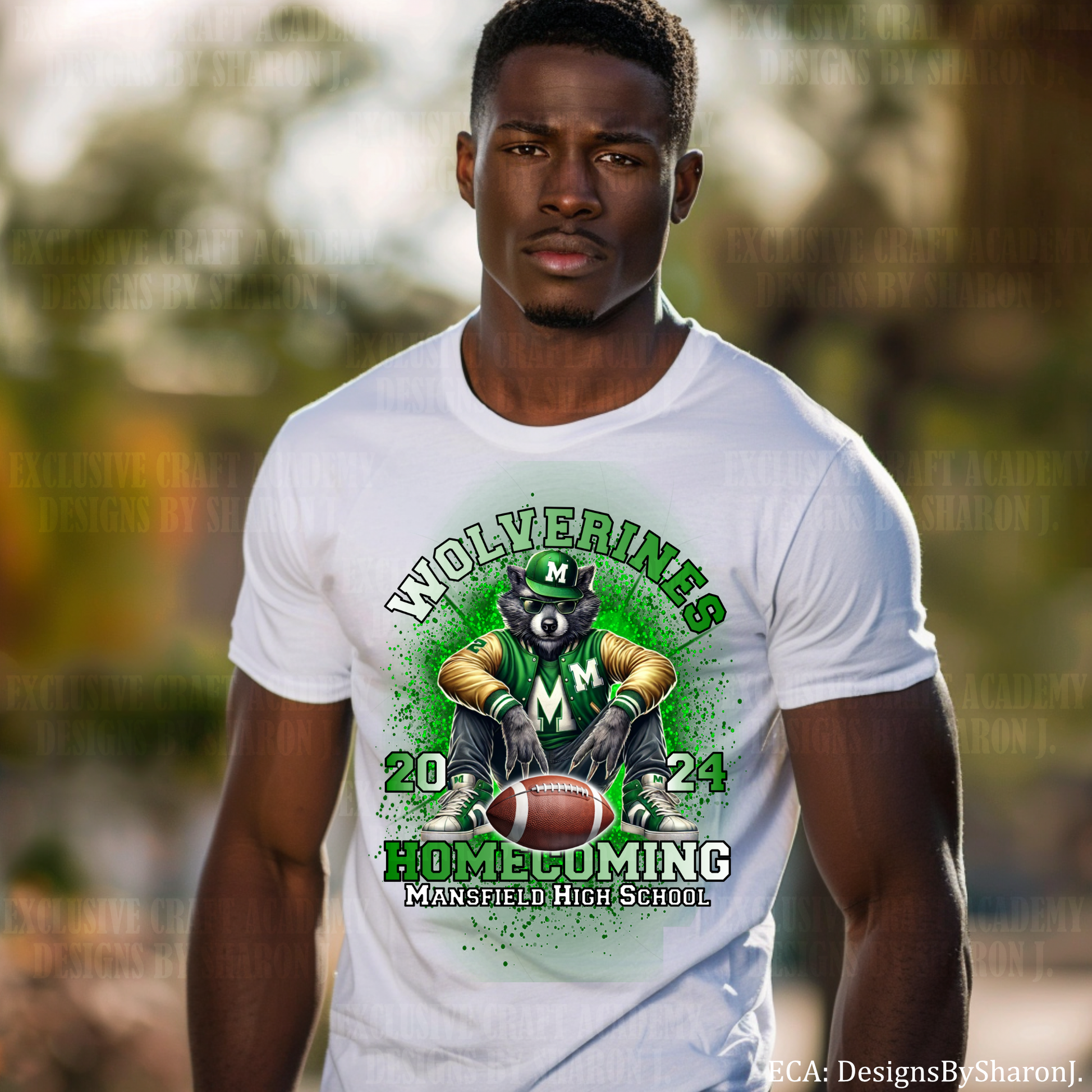 Mansfield Wolverines, 2024 Homecoming, digital t-shirt design, Wolverine mascot, school spirit apparel, Mansfield High School, homecoming football, custom apparel design, PNG download, high school homecoming gear.