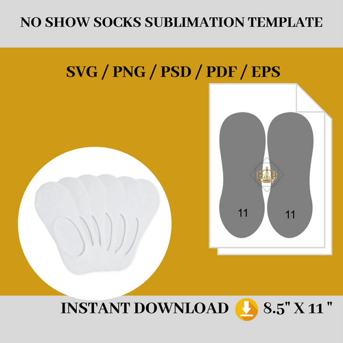 No show Sock Jig Template for Sublimation size11