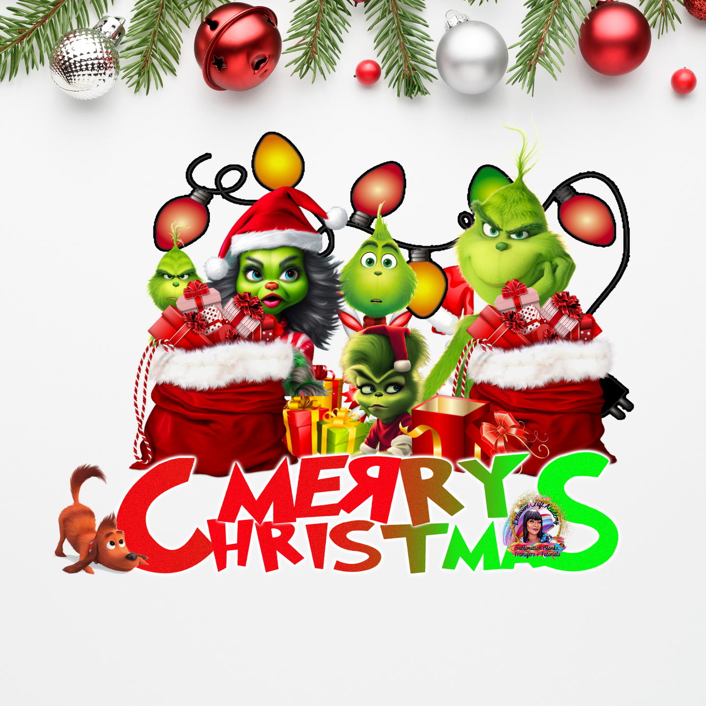 Grinch Family Merry Christmas PNG