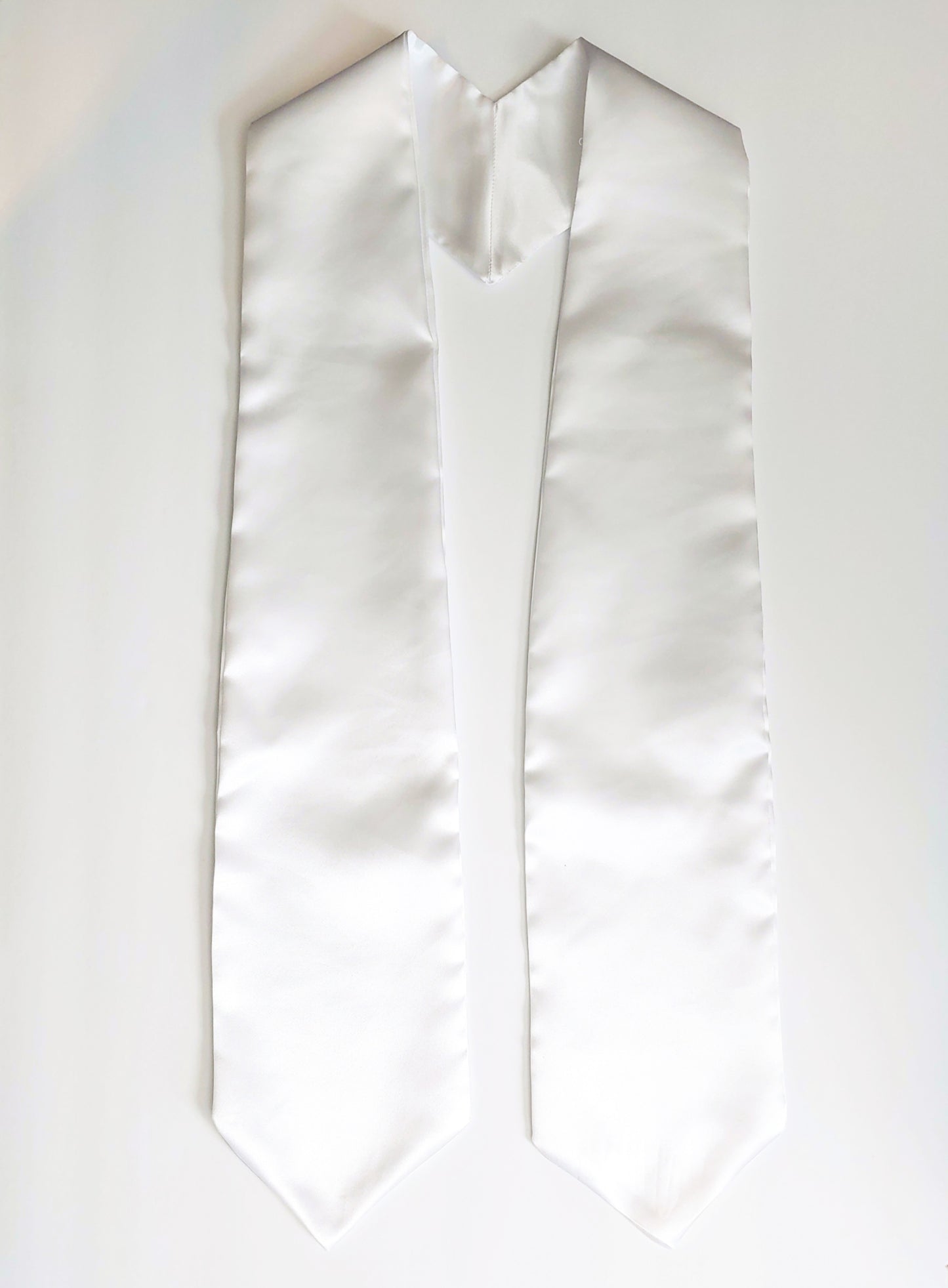 White graduation stole 60 inch. grad stole, 70 inch