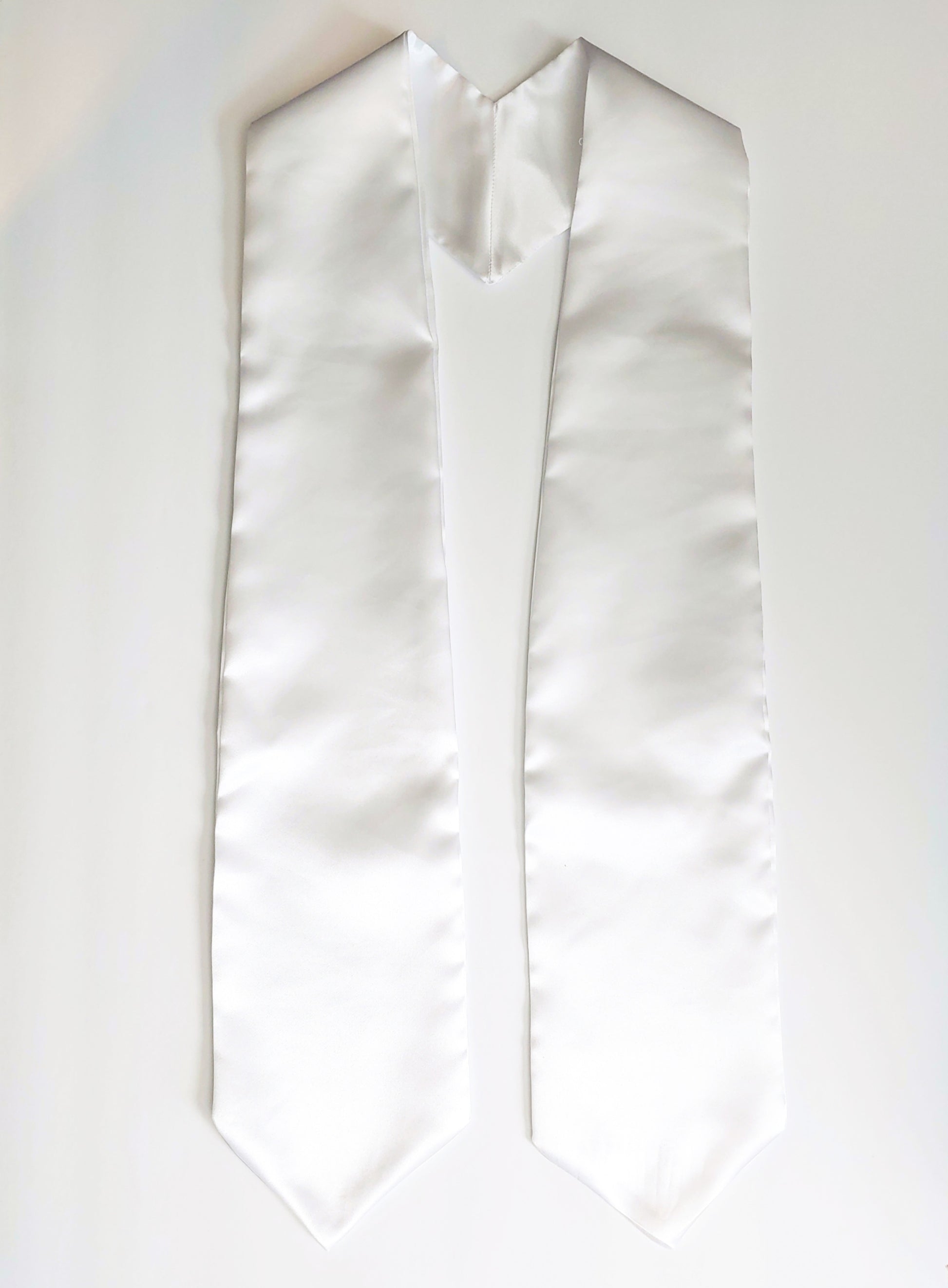 White graduation stole 60 inch. grad stole, 70 inch