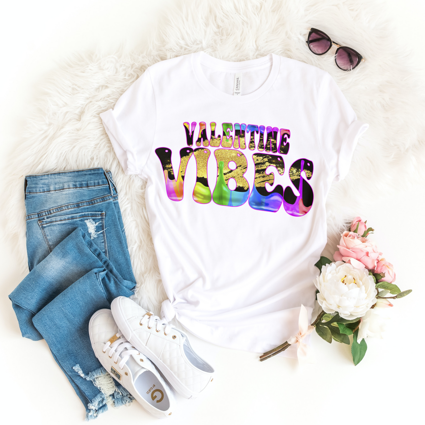 Valentine Vibes Black Sublimation Transfer